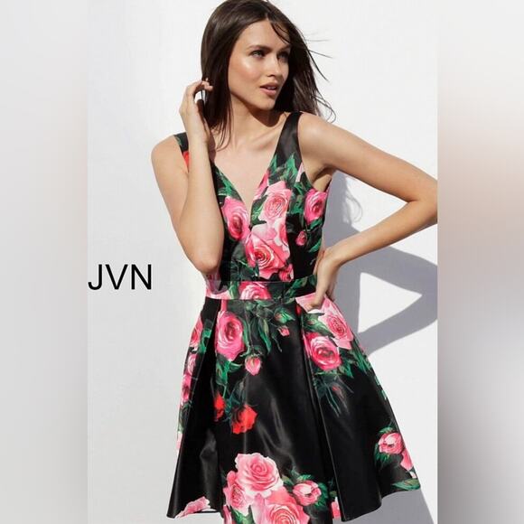 JVN Jovani As Seen On TV JVN65166 Floral Print A-Line Cut-Out Dress Size 2 - Picture 5 of 11